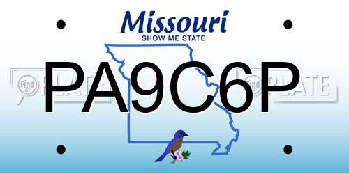 PA9C6P Missouri License Plate