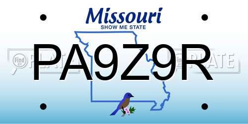 PA9Z9R Missouri License Plate