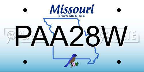 PAA28W Missouri License Plate