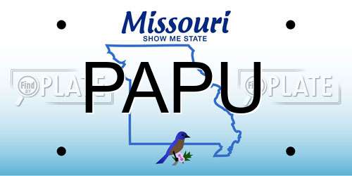 PAPU Missouri License Plate