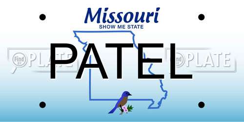 PATEL Missouri License Plate