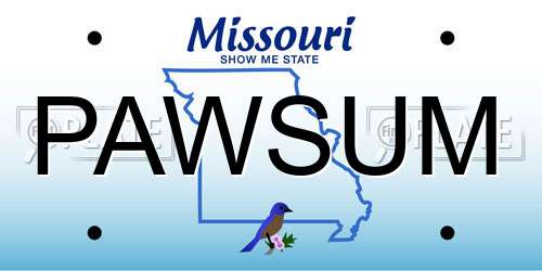 PAWSUM Missouri License Plate