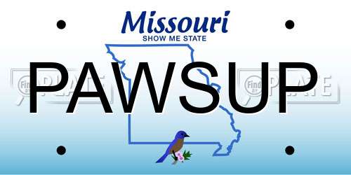 PAWSUP Missouri License Plate