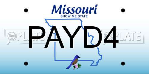 PAYD4 Missouri License Plate