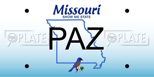 PAZ Missouri License Plate