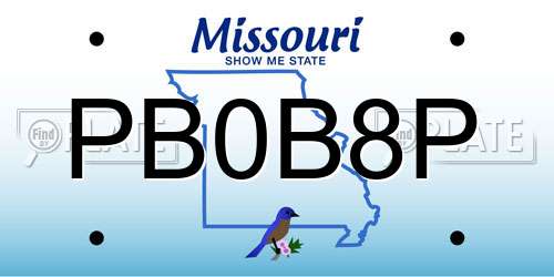 PB0B8P Missouri License Plate