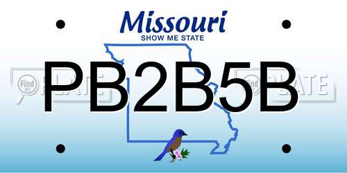 PB2B5B Missouri License Plate