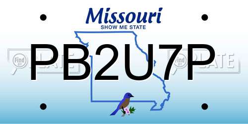 PB2U7P Missouri License Plate