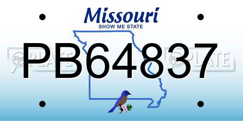 PB64837 Missouri License Plate