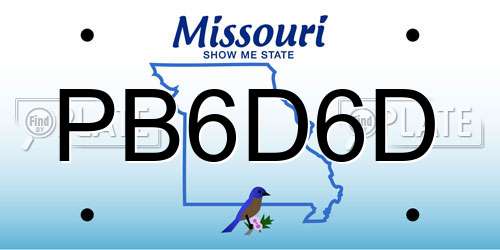 PB6D6D Missouri License Plate