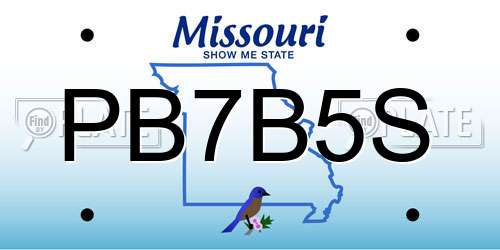PB7B5S Missouri License Plate