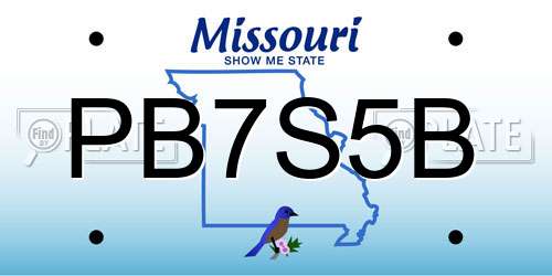 PB7S5B Missouri License Plate