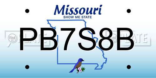 PB7S8B Missouri License Plate