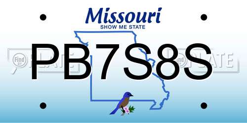 PB7S8S Missouri License Plate