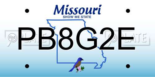 PB8G2E Missouri License Plate