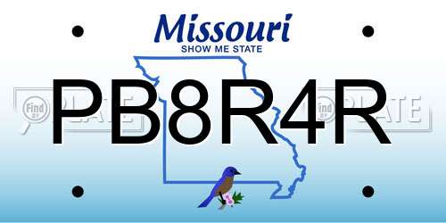 PB8R4R Missouri License Plate