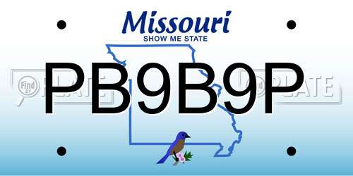 PB9B9P Missouri License Plate