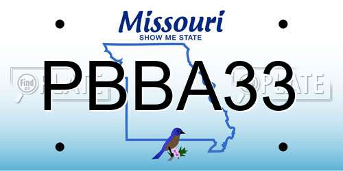 PBBA33 Missouri License Plate