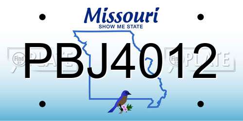 PBJ4012 Missouri License Plate