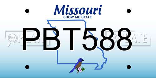 PBT588 Missouri License Plate