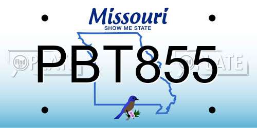 PBT855 Missouri License Plate