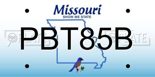 PBT85B Missouri License Plate