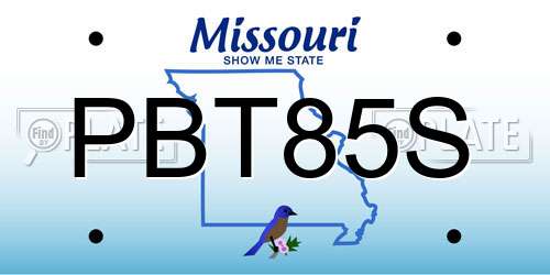 PBT85S Missouri License Plate