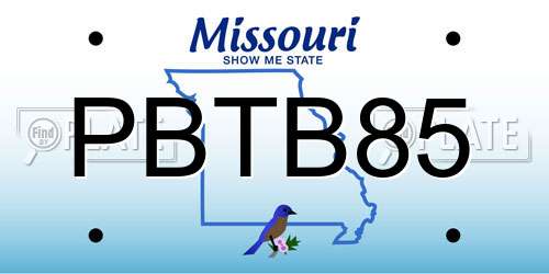 PBTB85 Missouri License Plate