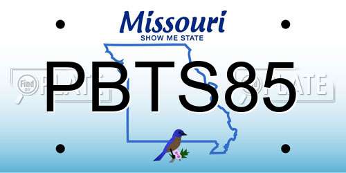 PBTS85 Missouri License Plate