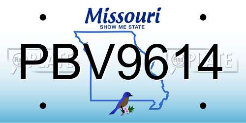 PBV9614 Missouri License Plate