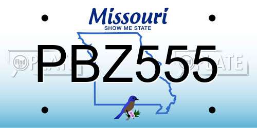 PBZ555 Missouri License Plate