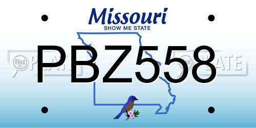 PBZ558 Missouri License Plate