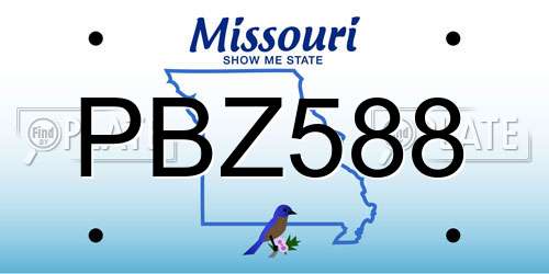 PBZ588 Missouri License Plate