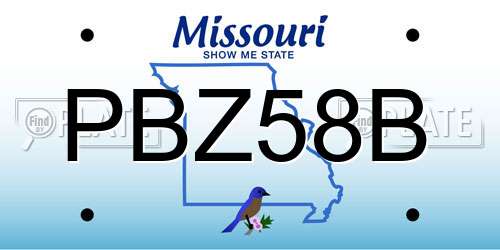 PBZ58B Missouri License Plate