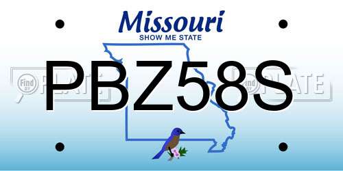 PBZ58S Missouri License Plate