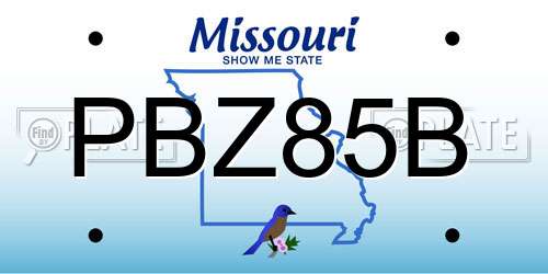 PBZ85B Missouri License Plate