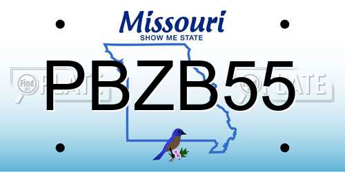 PBZB55 Missouri License Plate