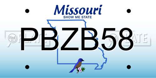 PBZB58 Missouri License Plate