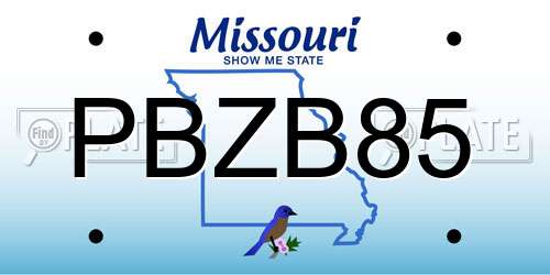PBZB85 Missouri License Plate