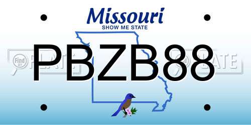 PBZB88 Missouri License Plate