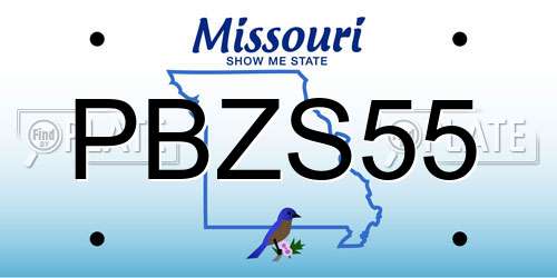 PBZS55 Missouri License Plate