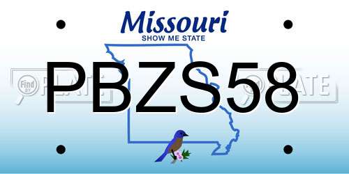 PBZS58 Missouri License Plate