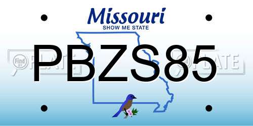 PBZS85 Missouri License Plate