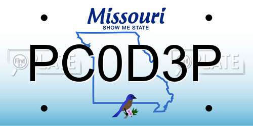 PC0D3P Missouri License Plate