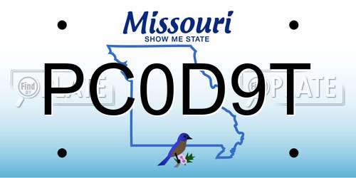 PC0D9T Missouri License Plate