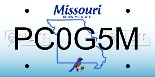 PC0G5M Missouri License Plate