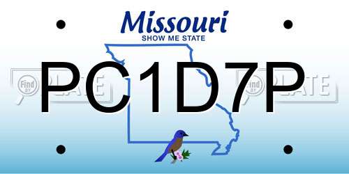 PC1D7P Missouri License Plate