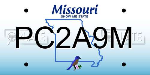 PC2A9M Missouri License Plate