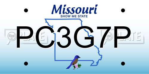 PC3G7P Missouri License Plate