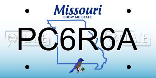 PC6R6A Missouri License Plate